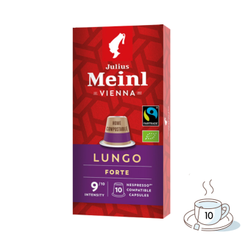 Julius Meinl Inspresso Fairtrade Lungo 9, Nespresso-kompatibel, kompostierbar, 10 Kaffeekapseln
